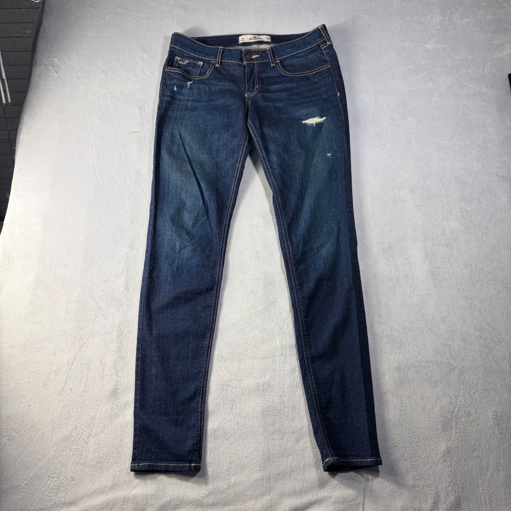 Hollister Low Rise Super Skinny Jeans Dark Wash Distressed 7R W28 L31